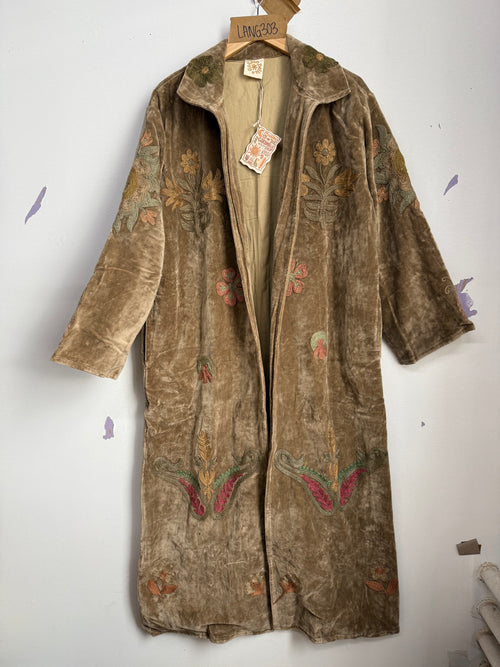 Langmere LONG Hand Embroidered Cotton Velvet Jacket