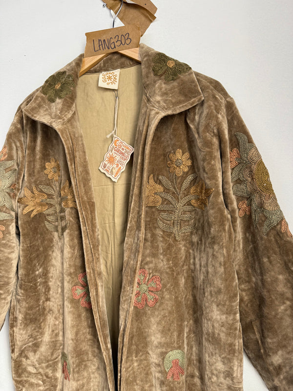 Langmere Hand Embroidered Cotton Velvet Jacket