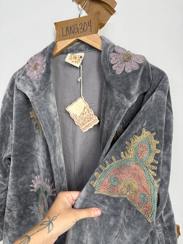 Langmere Hand Embroidered Cotton Velvet Jacket