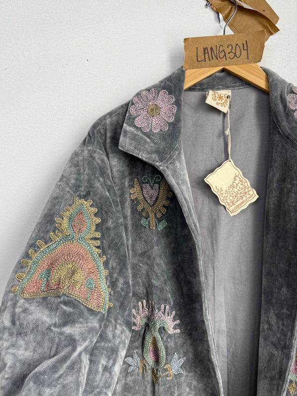 Langmere Hand Embroidered Cotton Velvet Jacket