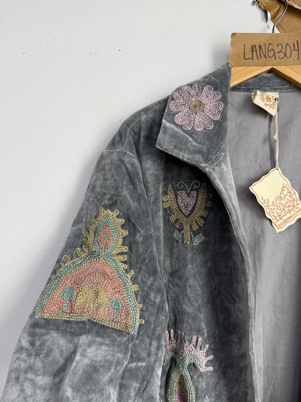 Langmere Hand Embroidered Cotton Velvet Jacket