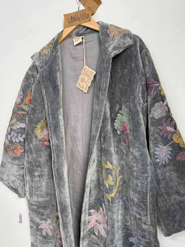 Langmere Hand Embroidered Cotton Velvet Jacket