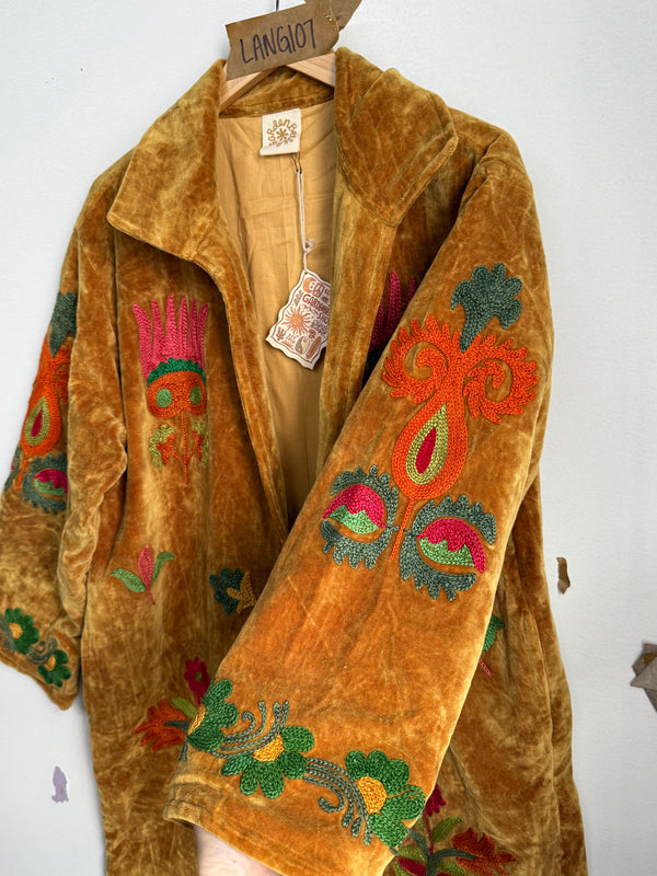 Langmere Hand Embroidered Cotton Velvet Jacket