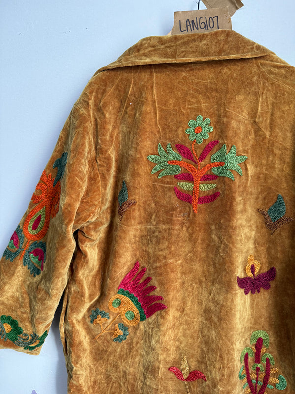 Langmere Hand Embroidered Cotton Velvet Jacket