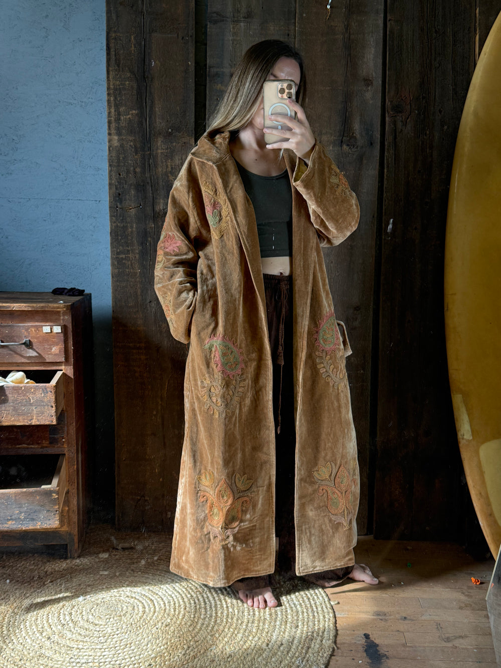 Langmere LONG Hand Embroidered Cotton Velvet Jacket