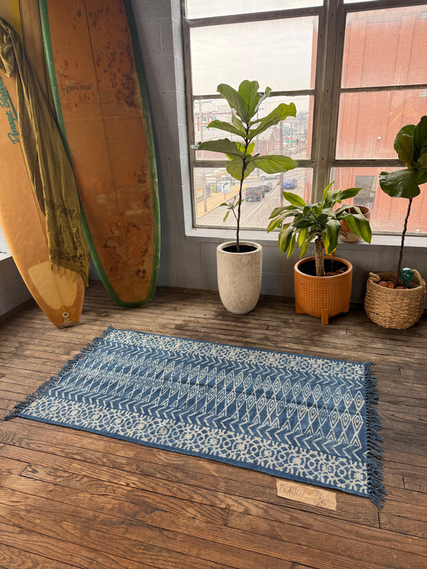 Vintage Batik Dyed Cotton Rug 102 | 35" x 65"