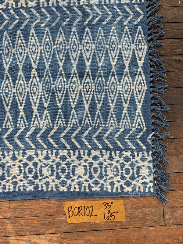 Vintage Batik Dyed Cotton Rug 102 | 35" x 65"
