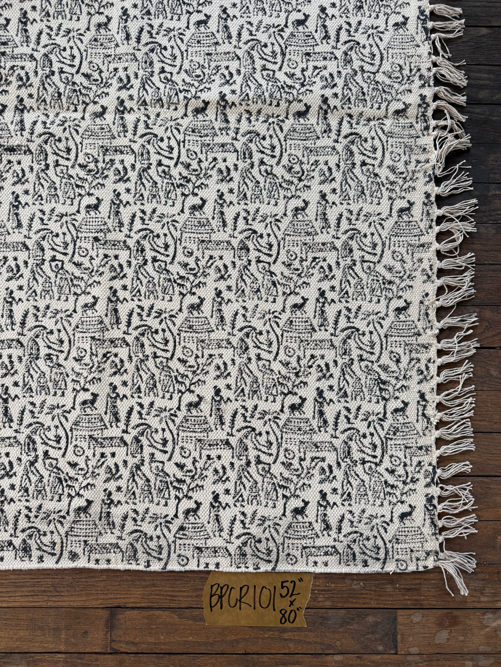 Hand-Block-Printed Cotton Rug 101 | 4' x 6'