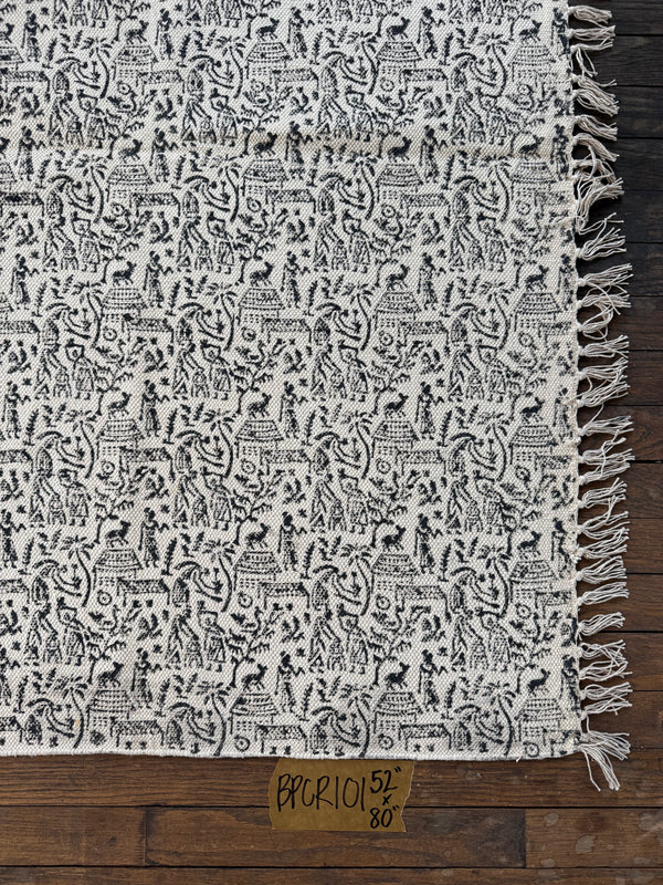 Alfombra de algodón estampada a mano 101 | 4' x 6'