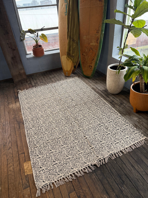 Alfombra de algodón estampada a mano 101 | 4' x 6'
