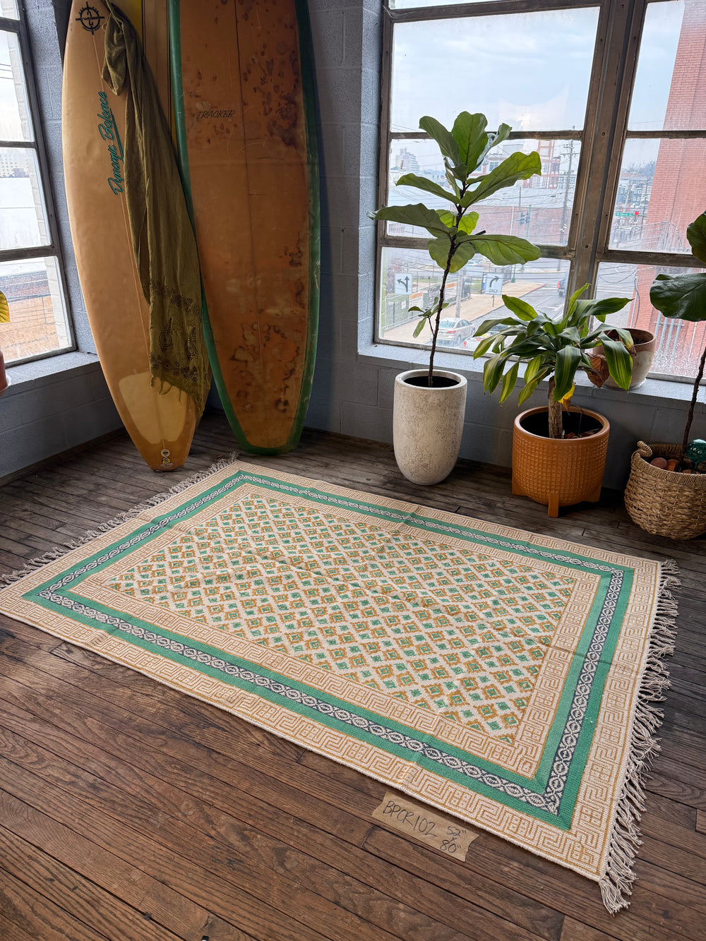 Hand-Block-Printed Cotton Rug 102 | 4' x 6'