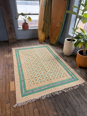 Hand-Block-Printed Cotton Rug 102 | 4' x 6'