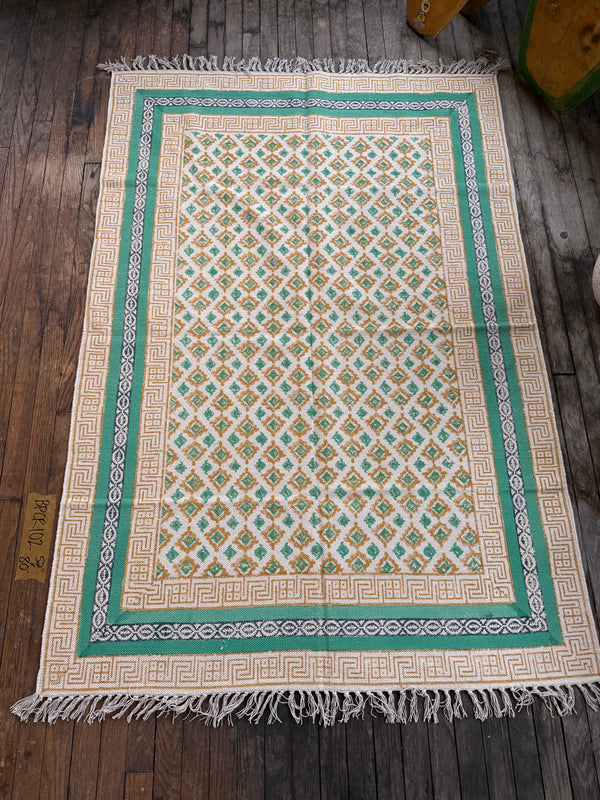 Hand-Block-Printed Cotton Rug 102 | 4' x 6'