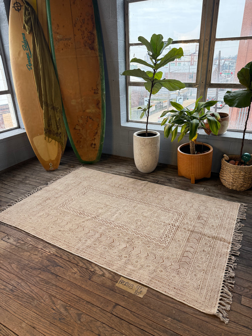 Hand-Block-Printed Cotton Rug 103 | 4' x 6'