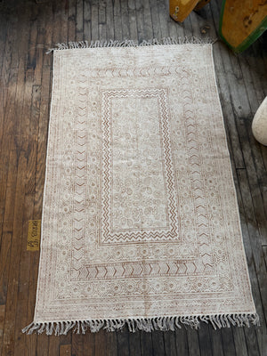 Hand-Block-Printed Cotton Rug 103 | 4' x 6'