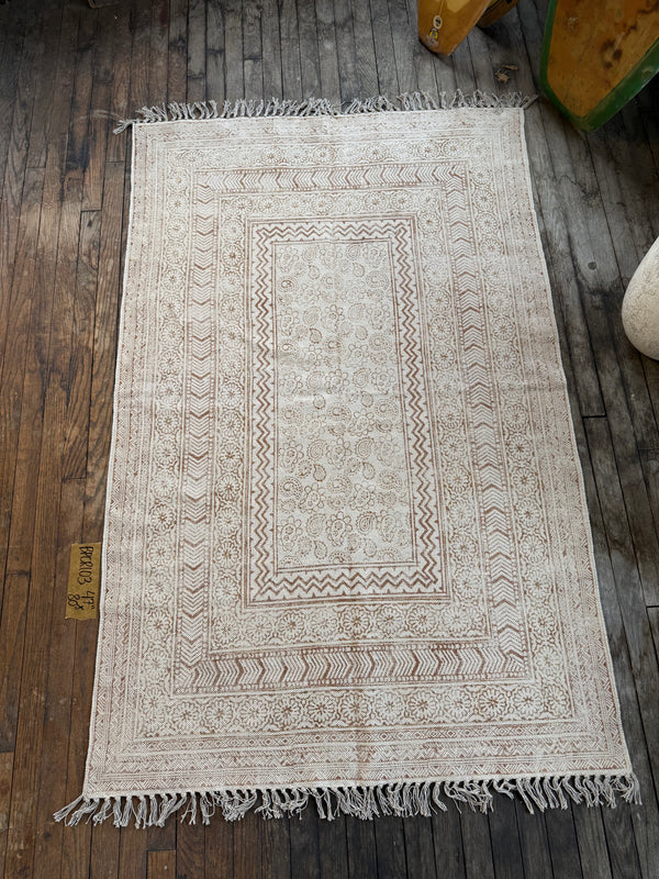 Hand-Block-Printed Cotton Rug 103 | 4' x 6'