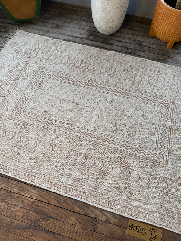 Hand-Block-Printed Cotton Rug 103 | 4' x 6'