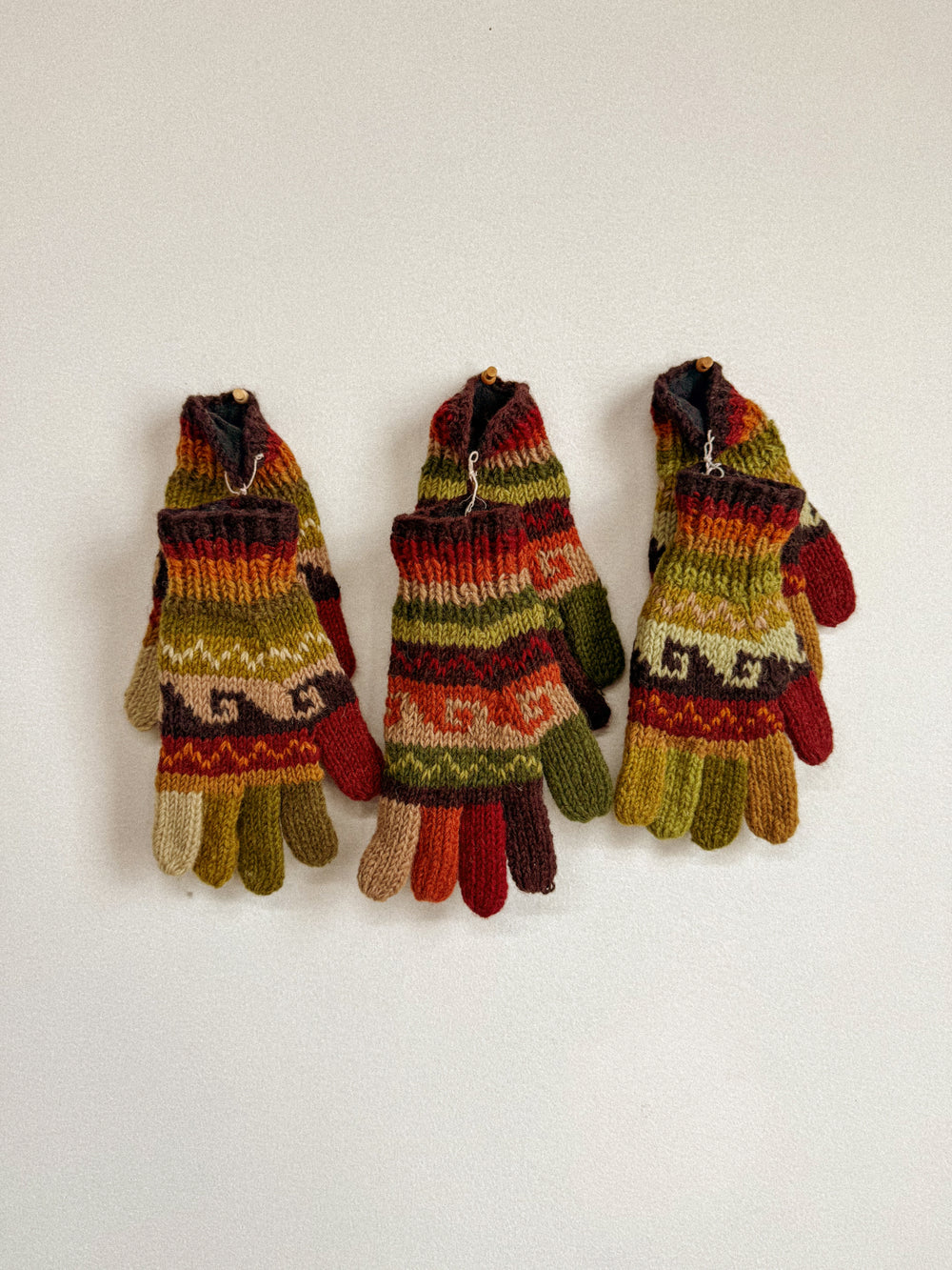 Gants Pleins Doigts Laine Mélange Terreux