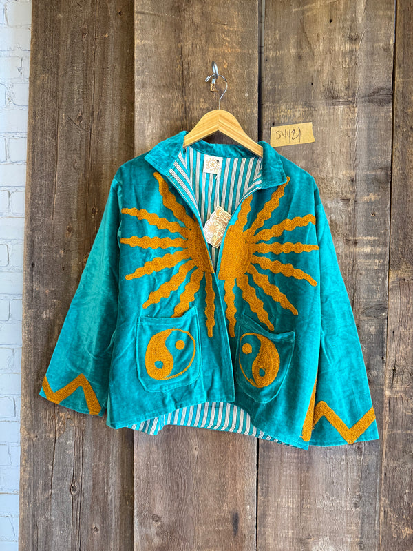 Solar Yin Yang Reversible Embroidered Velvet Jacket