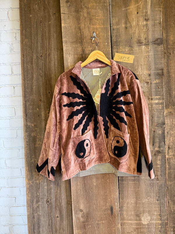 Solar Yin Yang Reversible Embroidered Velvet Jacket