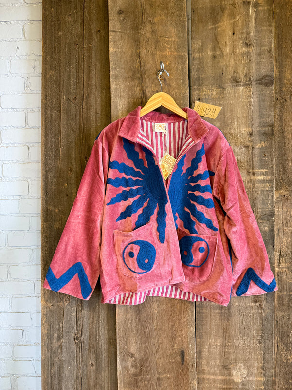 Solar Yin Yang Reversible Embroidered Velvet Jacket