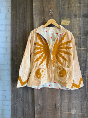Solar Yin Yang Reversible Embroidered Velvet Jacket