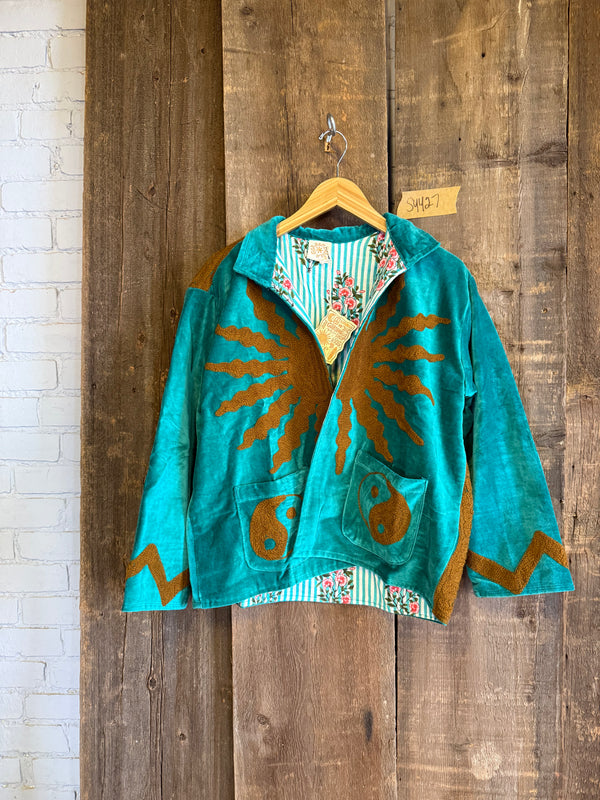 Solar Yin Yang Reversible Embroidered Velvet Jacket