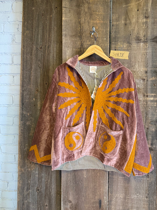Solar Yin Yang Reversible Embroidered Velvet Jacket