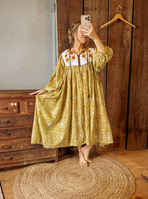 Robe midi Rhumi Bea en coton imprimé au bloc