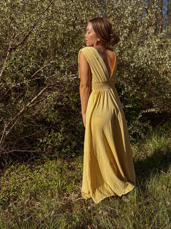 Delia Maxi Shoulder Cinch Dress