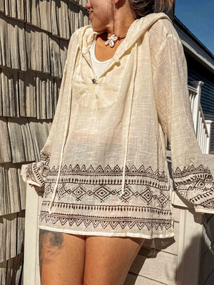 Unisex Cotton Block Print Sun Hoodie