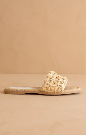 Le Natasha | Claquette en raphia naturel avec motif tressé