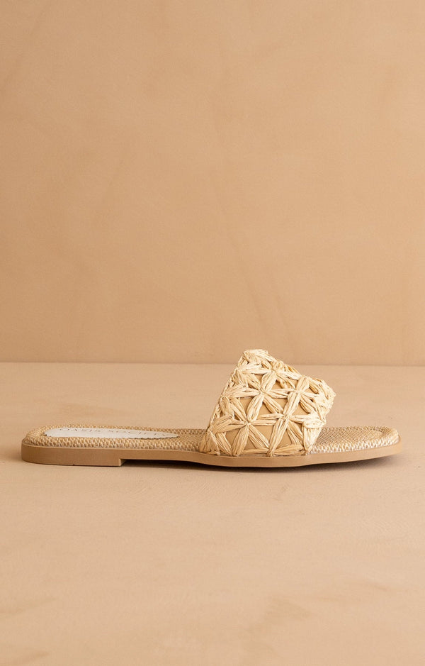 Le Natasha | Claquette en raphia naturel avec motif tressé