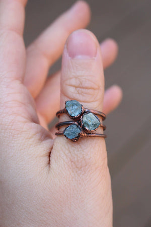 Raw Aquamarine Crystal Copper Ring
