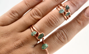 Handmade Copper Emerald Ring