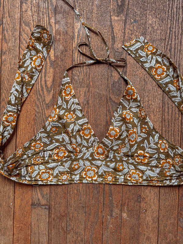 Block Printed Bralette Organic Cotton
