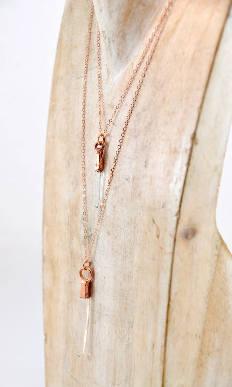 Copper Quartz Point Necklace
