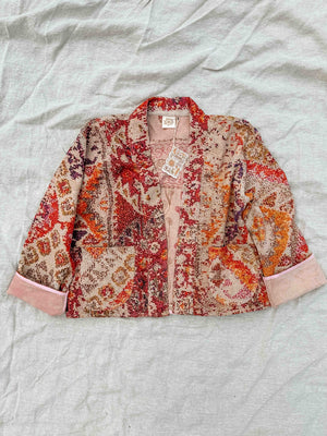 Persian Rug Kantha Cardigan - Berry Diamond