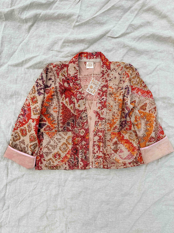 Persian Rug Kantha Cardigan - Berry Diamond