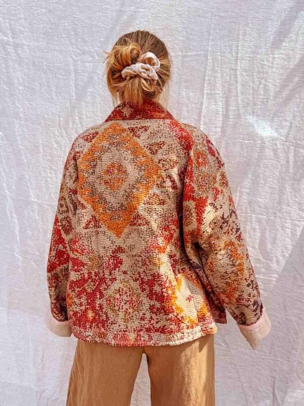 Persian Rug Kantha Cardigan - Berry Diamond