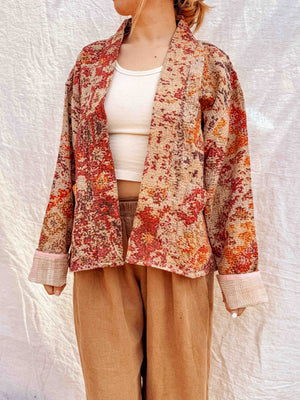 Persian Rug Kantha Cardigan - Berry Diamond