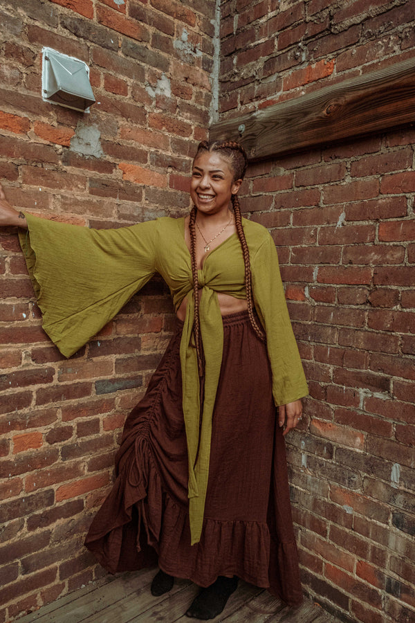Liberty Bell Sleeve Wrap Top Organic Cotton Bamboo