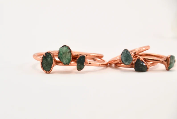 Handmade Copper Emerald Ring