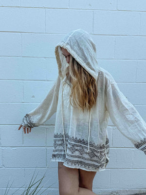 Unisex Cotton Block Print Sun Hoodie