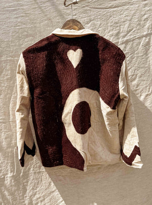 Solar Yin Yang Reversible Embroidered Velvet Jacket Cream / Earth