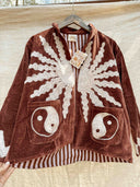 Solar Yin Yang Reversible Embroidered Velvet Jacket Cream / Earth