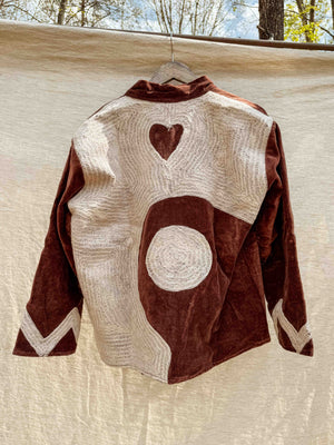 Solar Yin Yang Reversible Embroidered Velvet Jacket Cream / Earth