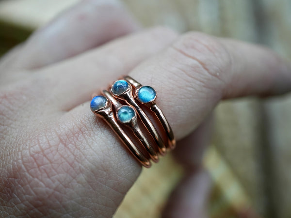 Mini Labradorite Copper Stacking Ring