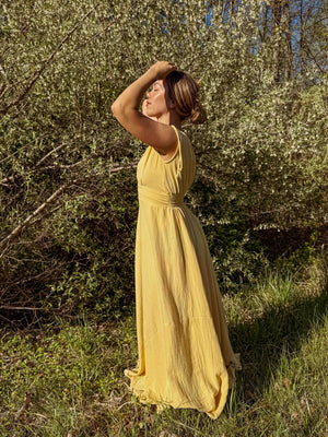 Delia Maxi Shoulder Cinch Dress