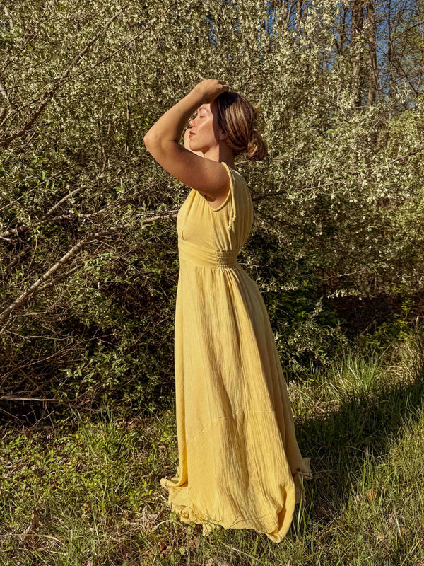 Delia Maxi Shoulder Cinch Dress